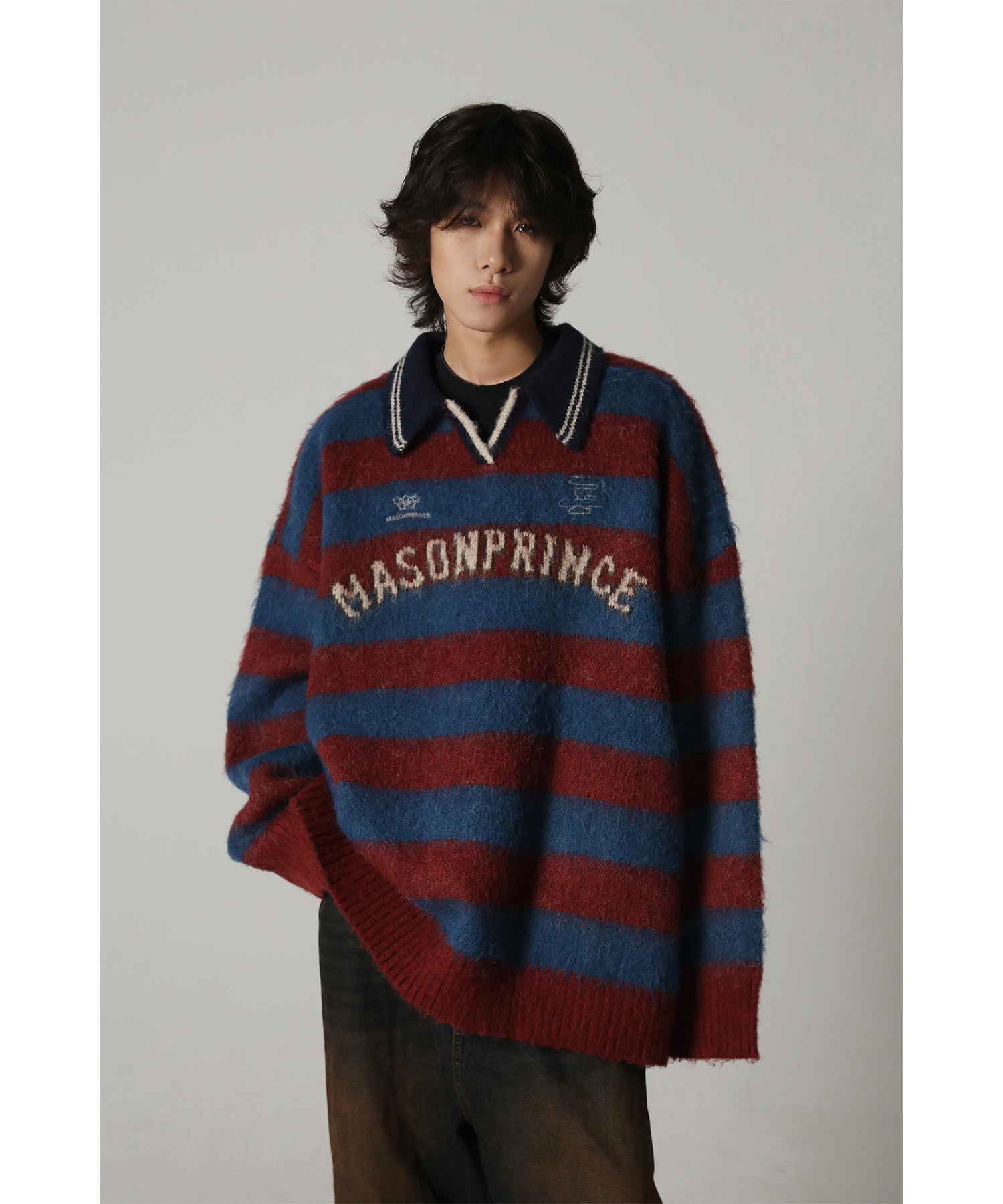 オーバーサイズポロネックボーダーニット MY2078 – MASONPRINCE JAPAN