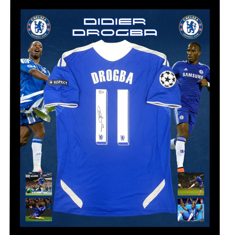 ディディエ・ドログバ【直筆サイン入り】チェルシーホームユニホーム