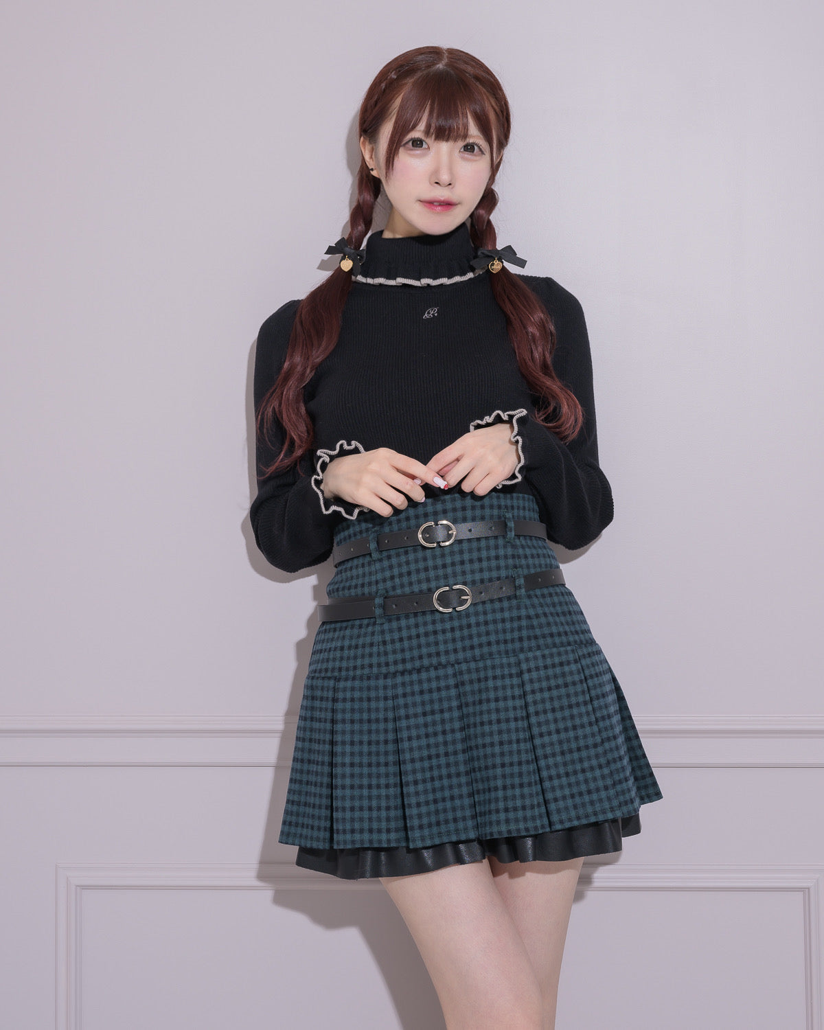 ダブルベルトプリーツミニスカート – pium