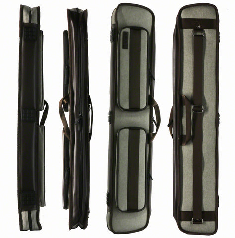 Lucasi Grey and Brown 3x5 Soft Pool Cue Case - LZDU35GY