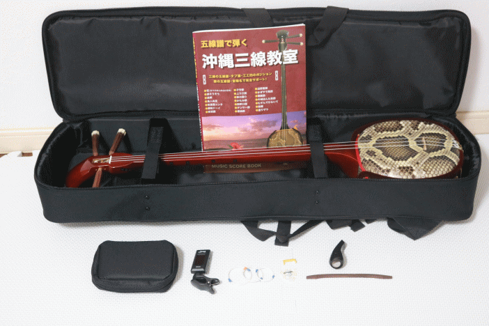 ミニチュア三線 本体 ヘビ皮 箱付き ミニチュア三線 本体 ヘビ皮 箱付き