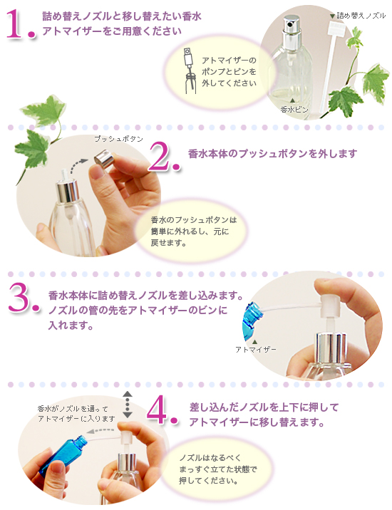 アトマイザー付属品の使い方【株式会社ヤマダアトマイザー】 香水容器