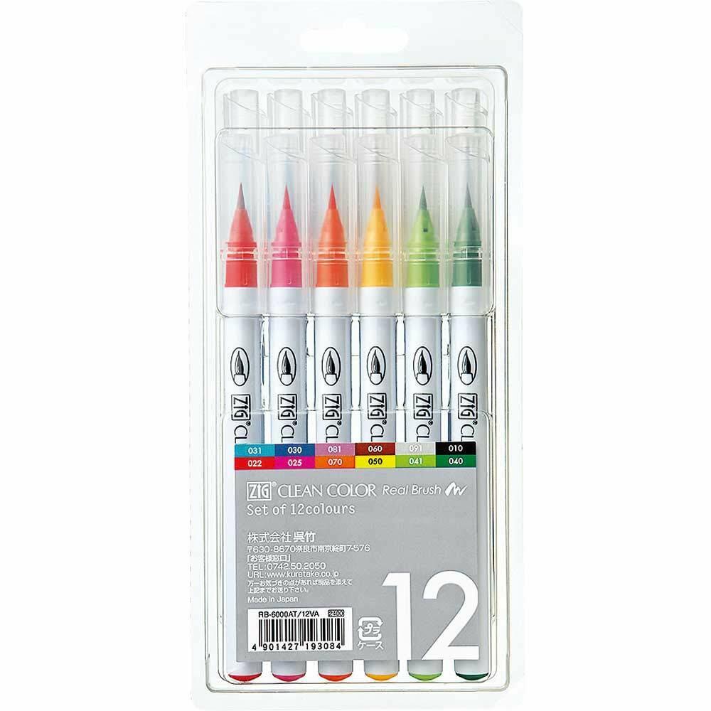 Kuretake ZIG Clean Color Real Brush Pens - Assorted Colours - Set