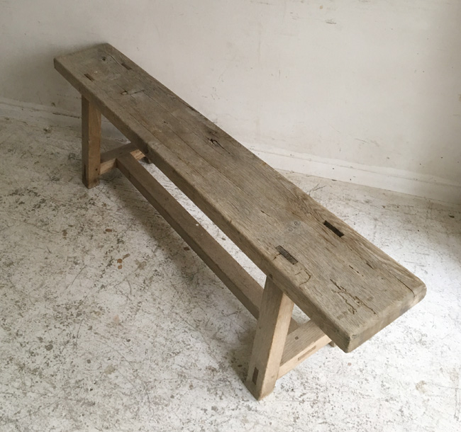 フランスアンティークラスティックオークベンチ(1) (ch024-077)<Font