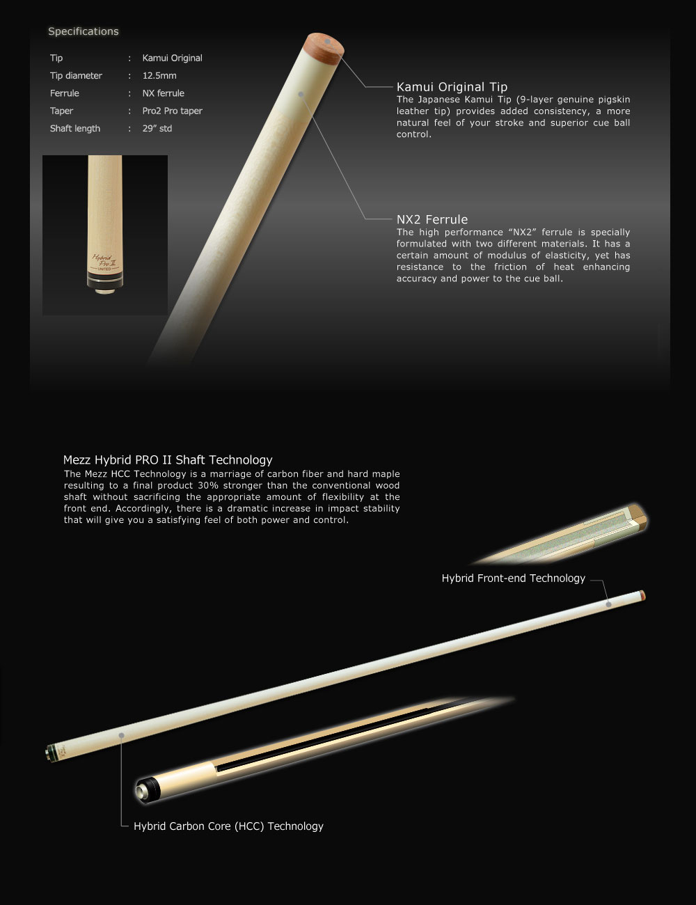 ☆MEZZ CUES☆HYBRID PRO シャフト☆ mezz cues hybrid pro2 シャフト