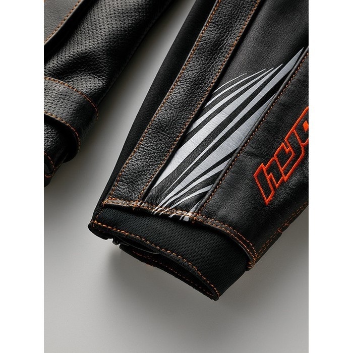 HSL516DN ST-X LEATHER〔MINERVA D3O〕 BLACK/WHITE(CREST)｜レザー