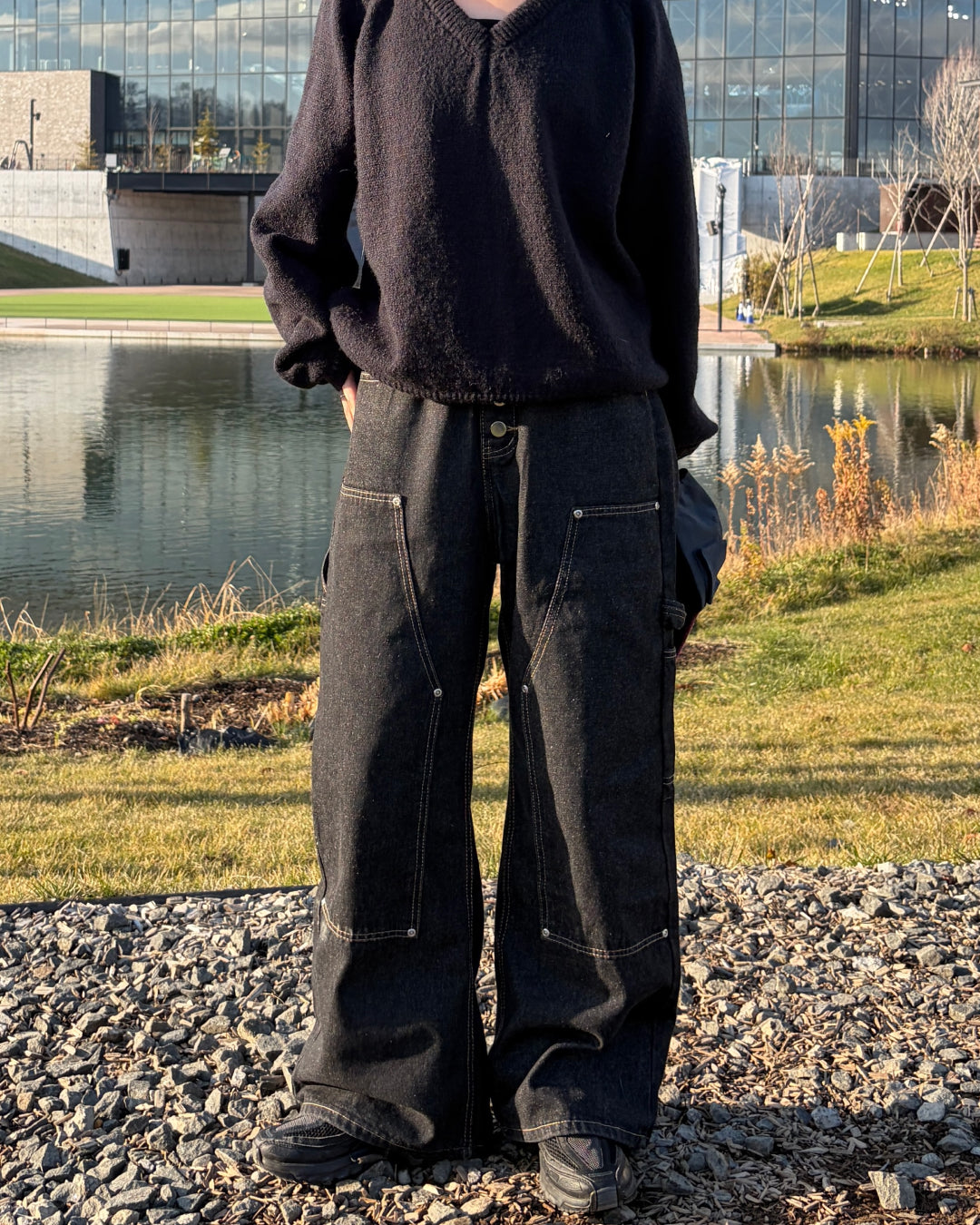 即納】ステッチラインボタンフライカーブデニムパンツCH0245 – YOLO