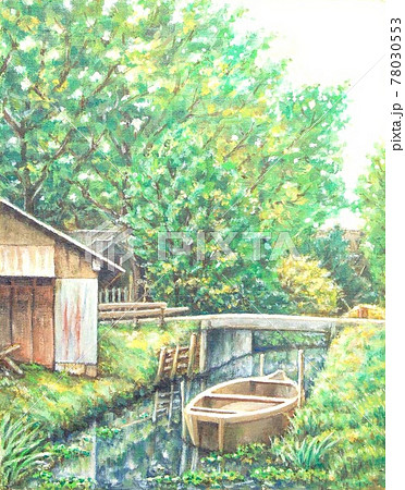 田舎の風景画のイラスト素材 [78030553] - PIXTA