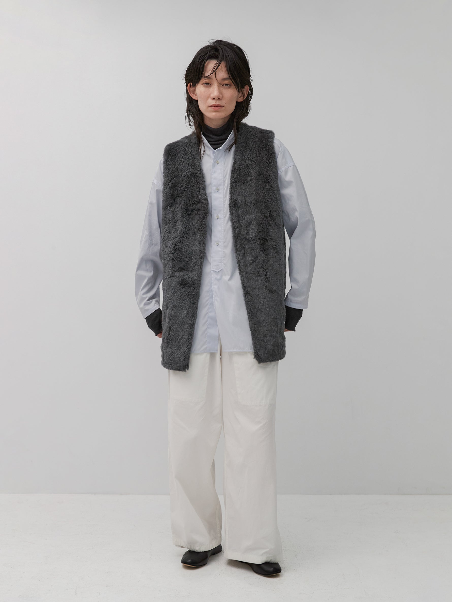 ファーライナー付キステンカラーロングコート/TBDA-042