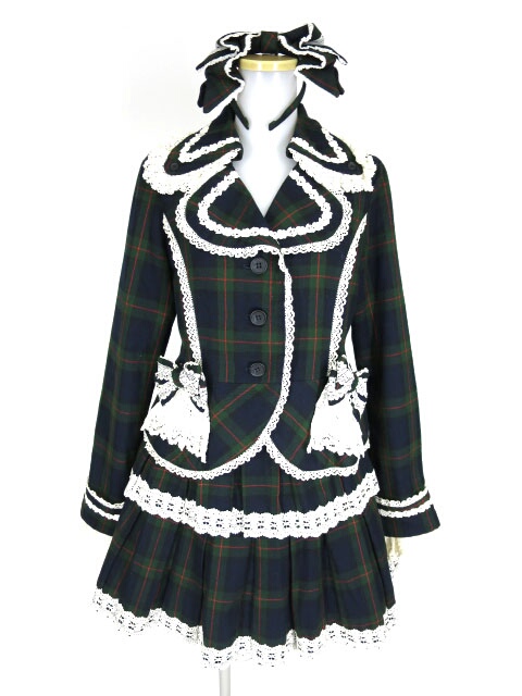 Angelic Pretty チェック柄後ろバッスルジャケット＆スカート＆リボン