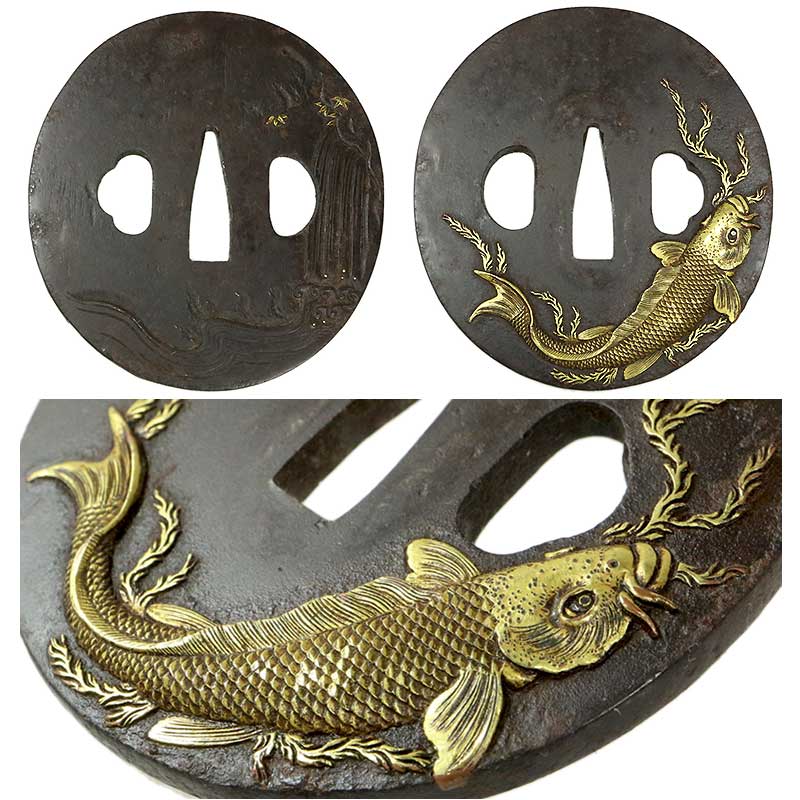 日本刀の鐔・鍔｜鉄地鯉図（登竜門）｜日本刀専門店・東京【十拳】