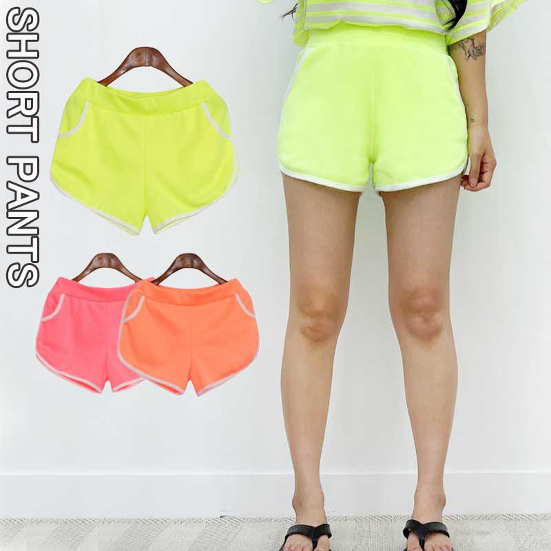 楽天市場】ショートパンツ ネオンカラー 蛍光カラー バイカラーライン