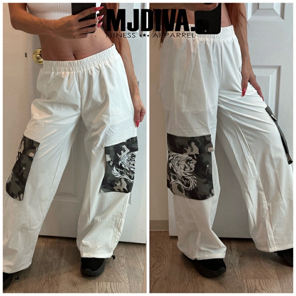 楽天市場】【送料無料】男女兼用ホワイト×迷彩ワイドドラゴンパンツ