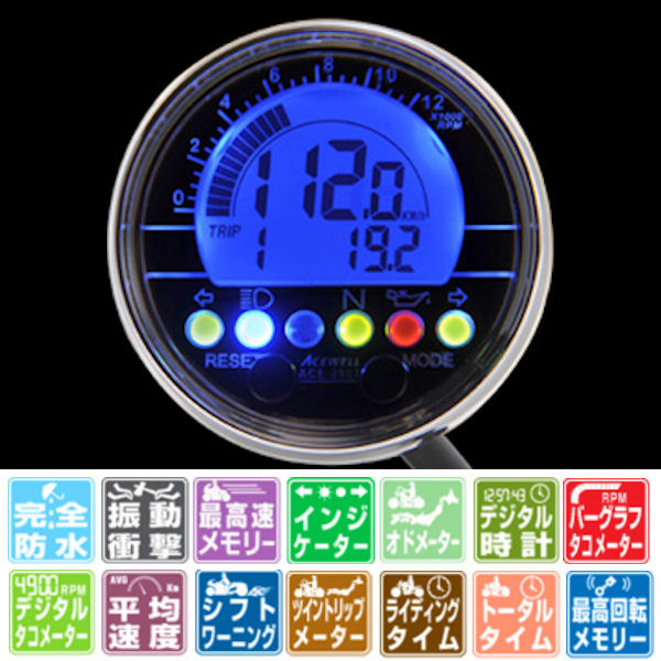 楽天市場】ACEWELL ACE-2802 多機能デジタルメーター : モトキチ