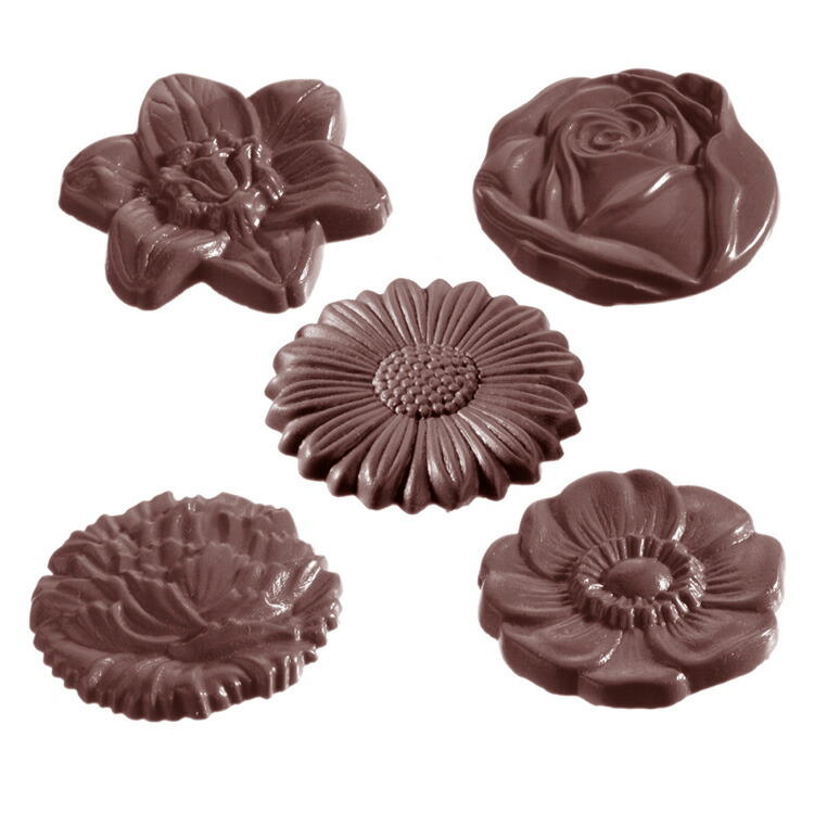 楽天市場】チョコレートワールド チョコ型 花 5種×2個付 [1048