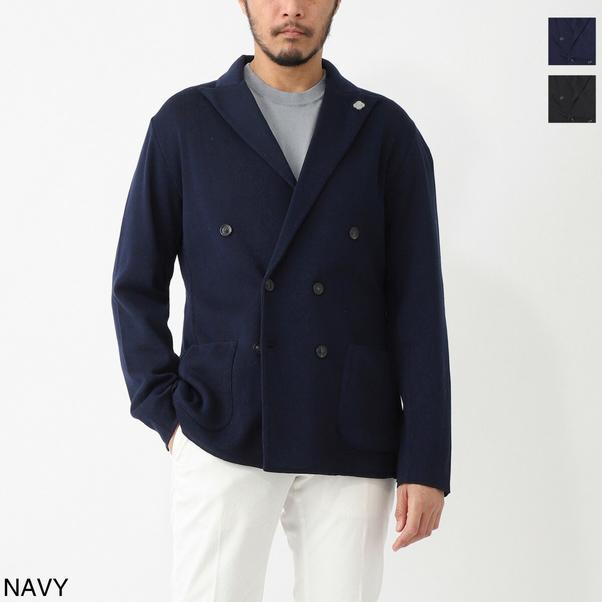 楽天市場】ラルディーニ LARDINI ダブルブレスト ニットジャケット