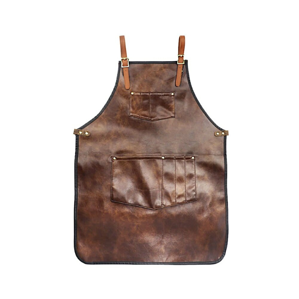 楽天市場】【置き配配送】 エプロン レザー ブラウン ワークエプロン