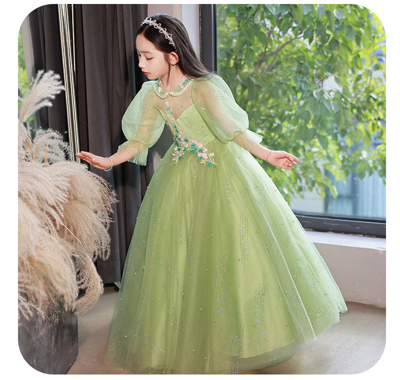 130 ドレスキッズ子供アイクリアグリーンエメラルドフォーマル