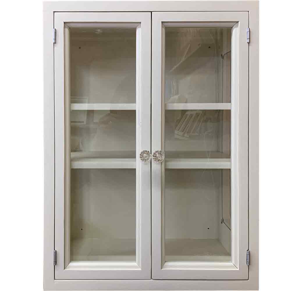 楽天市場】ウォールキャビネット 透明ガラス アンティークホワイト 40