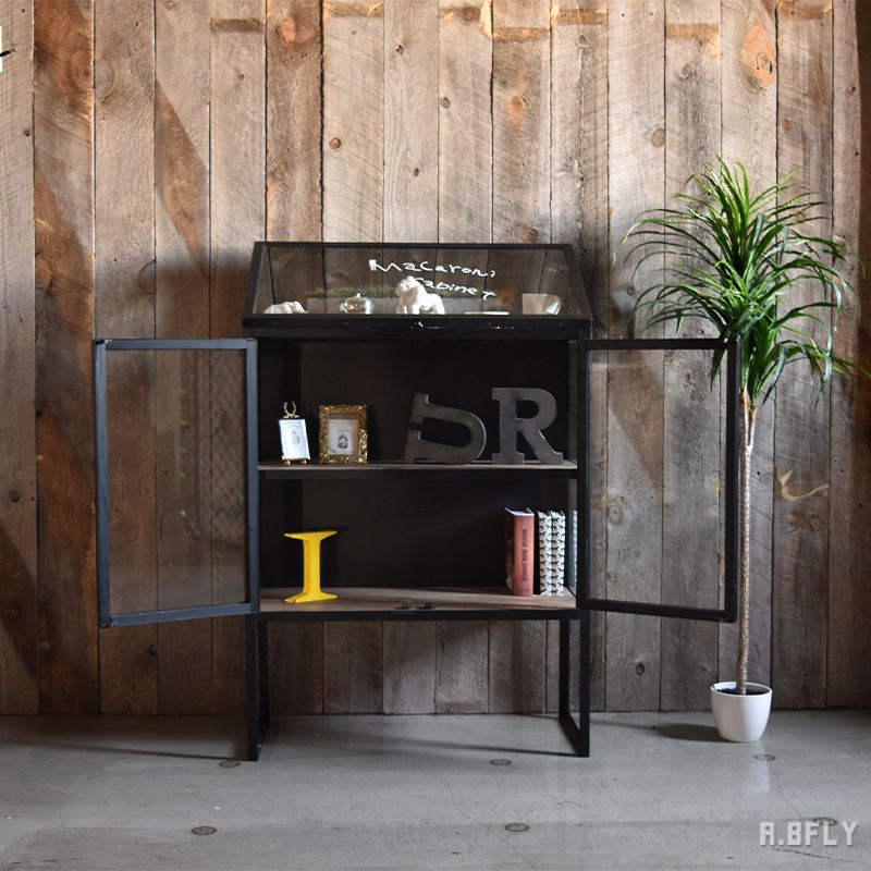 楽天市場】ディスプレイ キャビネット スチール 鉄 ダメージ加工