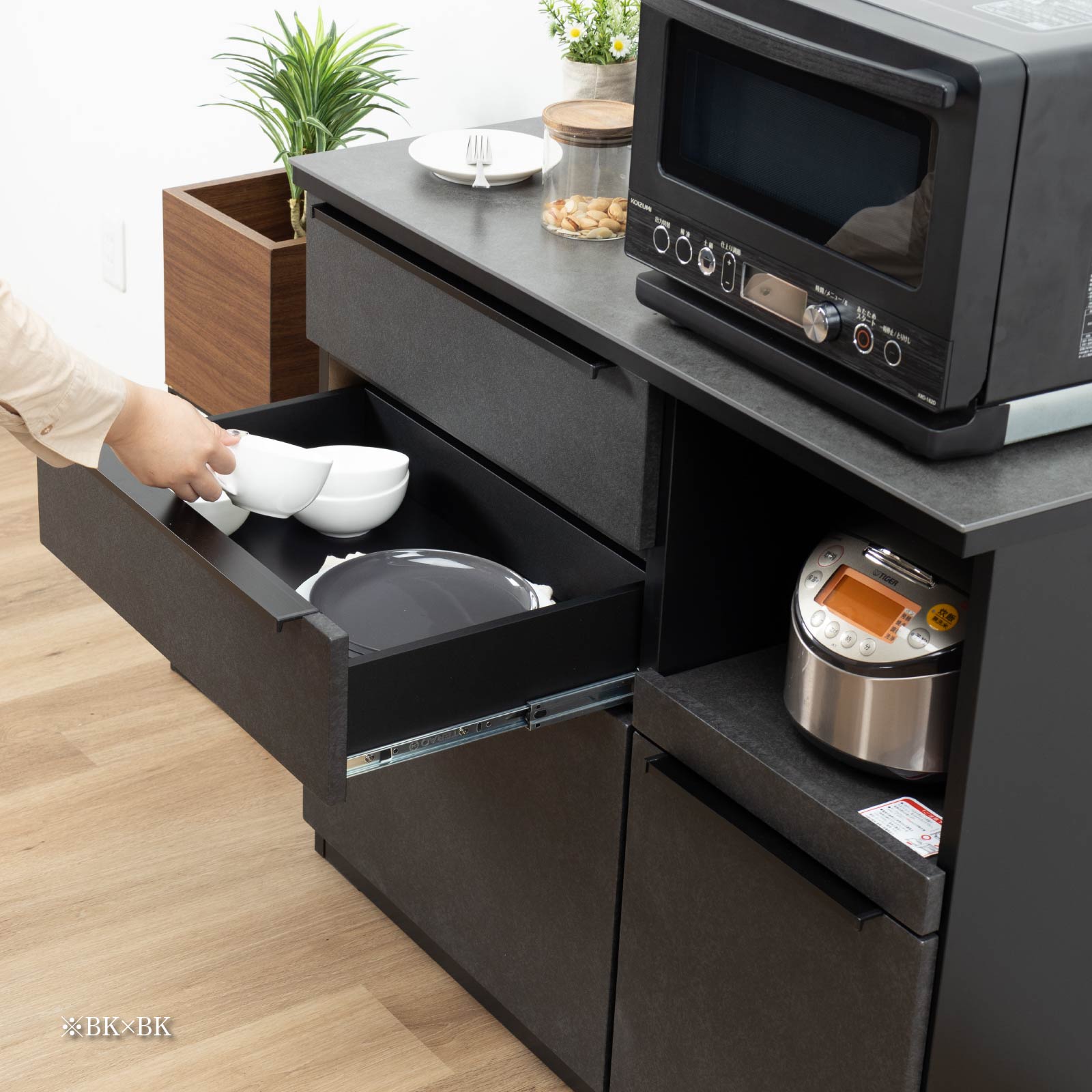 楽天市場】キッチンカウンター 100 幅 キッチン 作業台 ブラック