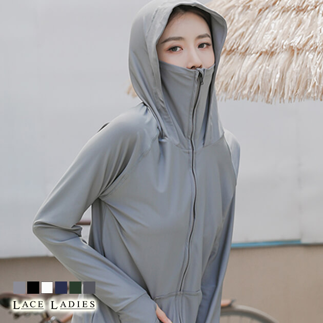 楽天市場】フェイスガード付きハイネック 指穴付き 長袖 UVカット