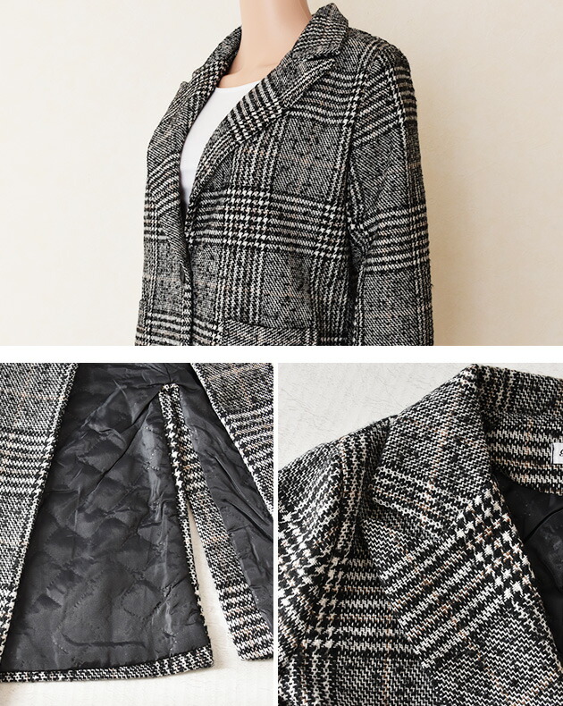 楽天市場】グレンチェック ロング チェスター コート 大きいサイズ