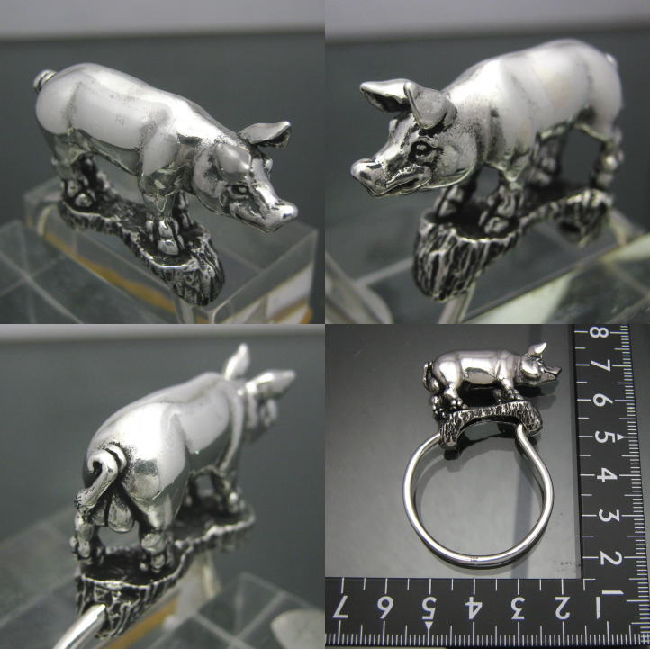 楽天市場】銀の豚、ブタキーリング シルバー925 SV925(キーホルダー