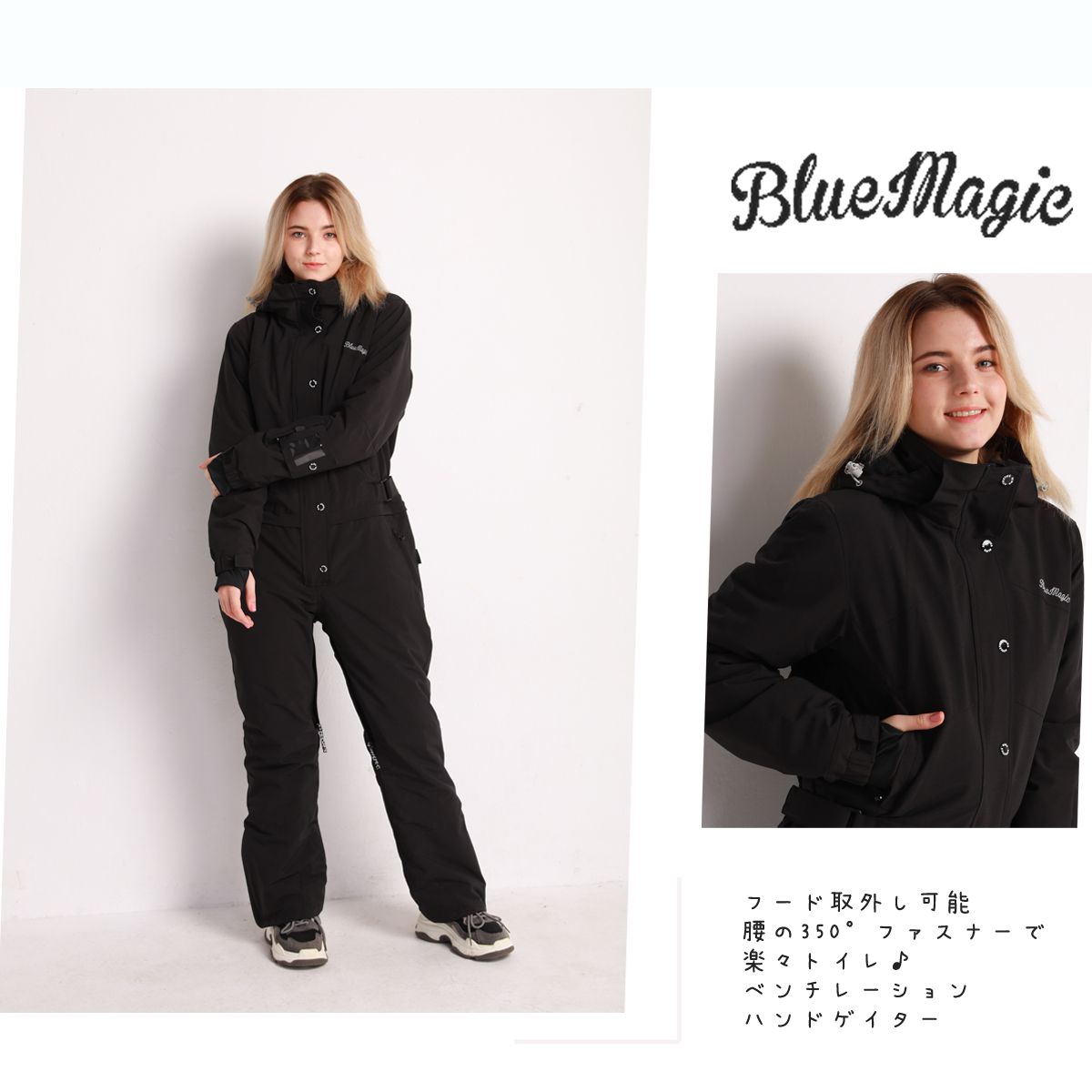 スキー&スノボーウェアーネイビー フード付き花柄刺繍 新品 楽天市場