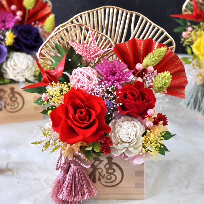 楽天市場】福寿華／プリザーブドフラワー 和風アレンジメント 枡入り