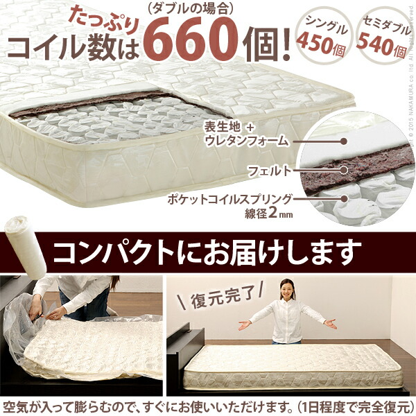 楽天市場】ベッド シングル マットレス『ポケットコイル スプリング