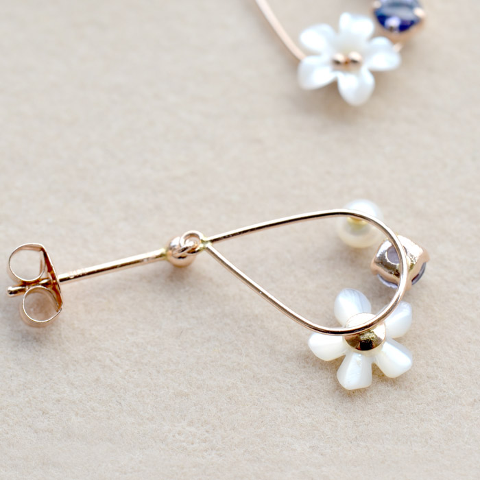 楽天市場】日本製 ピアス K18 お花 フラワー 真珠 パール 18金 真珠