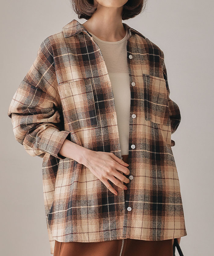 楽天市場】オンブレチェックロングシャツ 秋 冬 レディース チェック