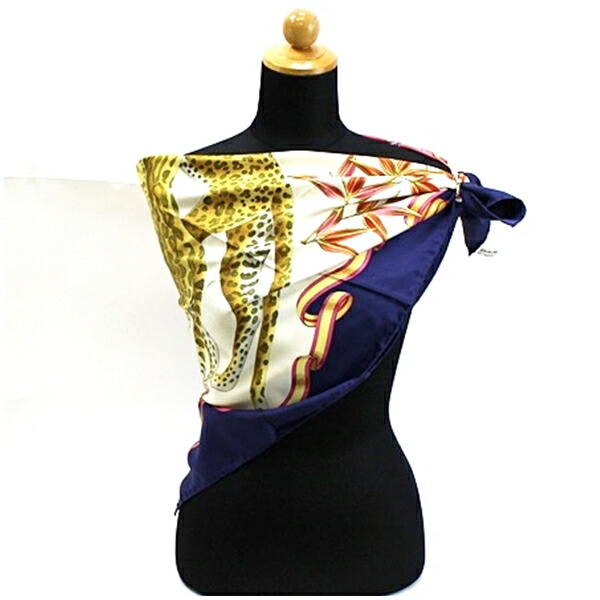 楽天市場】サルバトーレ・フェラガモ シルク スカーフ ネイビー×マルチ