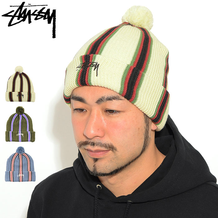 楽天市場】ステューシー STUSSY ニット帽 Striped Pom ( stussy beanie