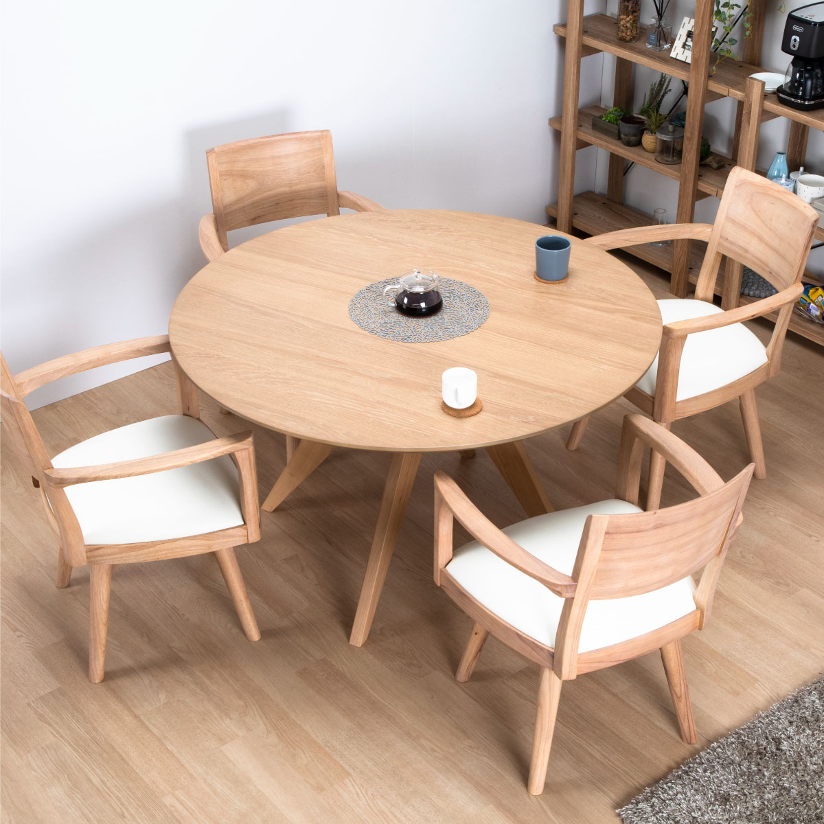 楽天市場】ダイニングテーブルセット 4人掛け 北欧 回転チェア 幅120 5