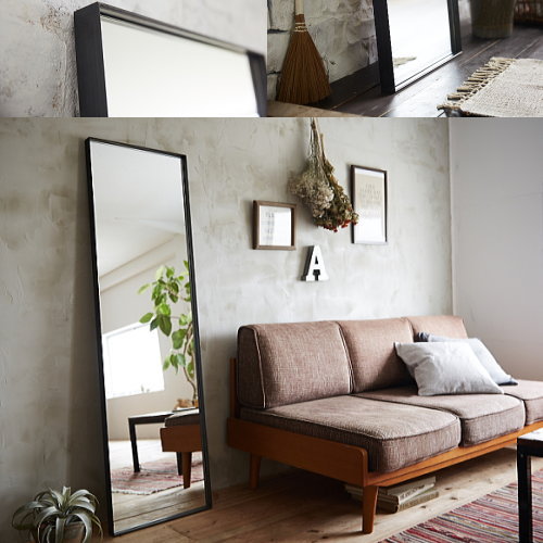 太陽 アイアン ウォールミラー 姿見 82×32cm 鉄 壁掛け鏡 ヴィンテージ