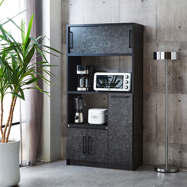 楽天市場】食器棚 完成品 レンジ台 キッチンボード レンジボード