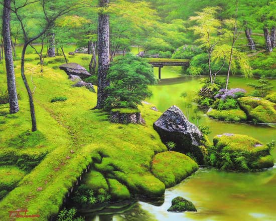 楽天市場】絵画 油絵 苔寺（西芳寺） F20号 （堤照男） 送料無料