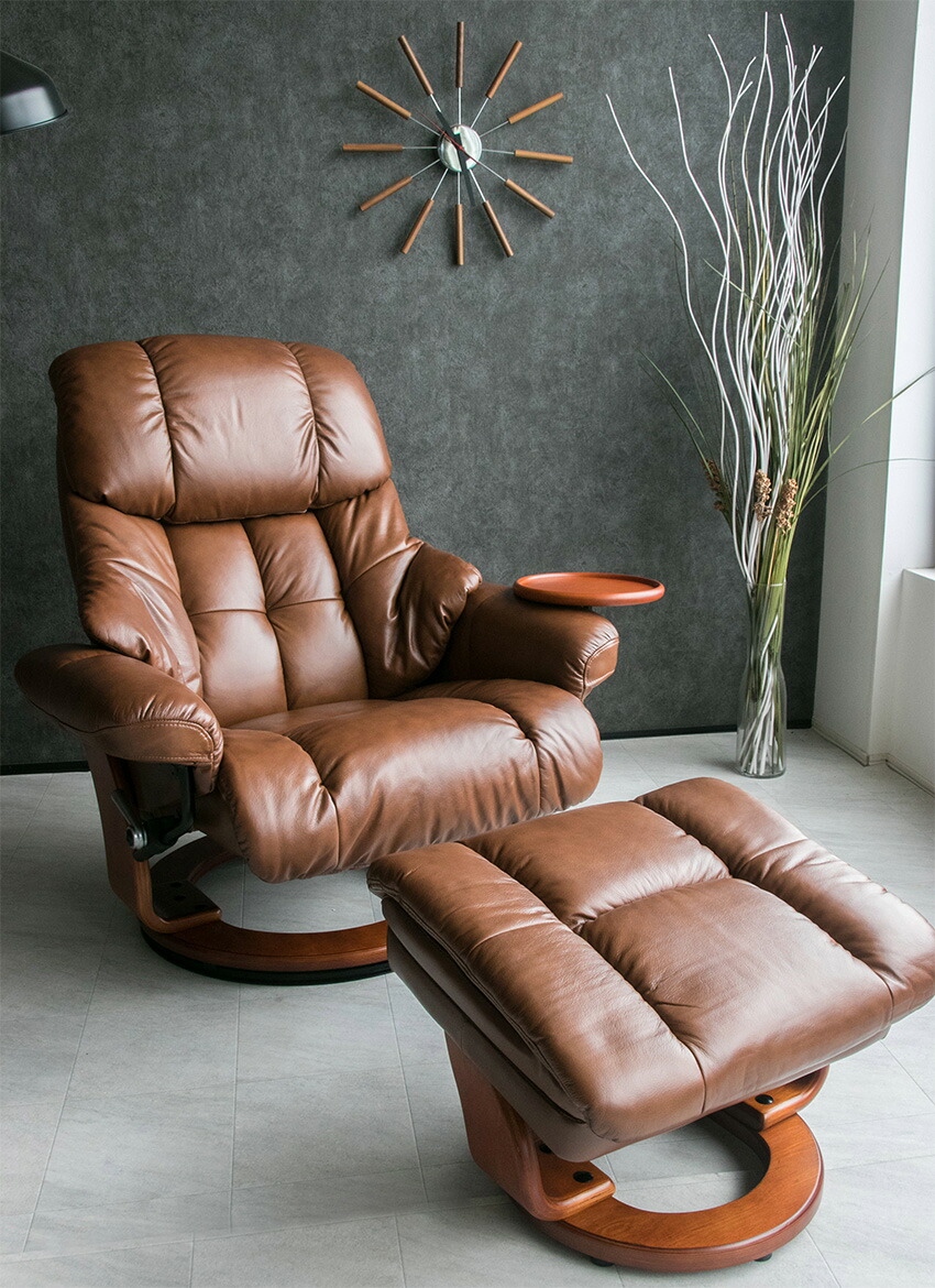 楽天市場】【送料無料】 パーソナルチェア オットマン付き 本革 レザー