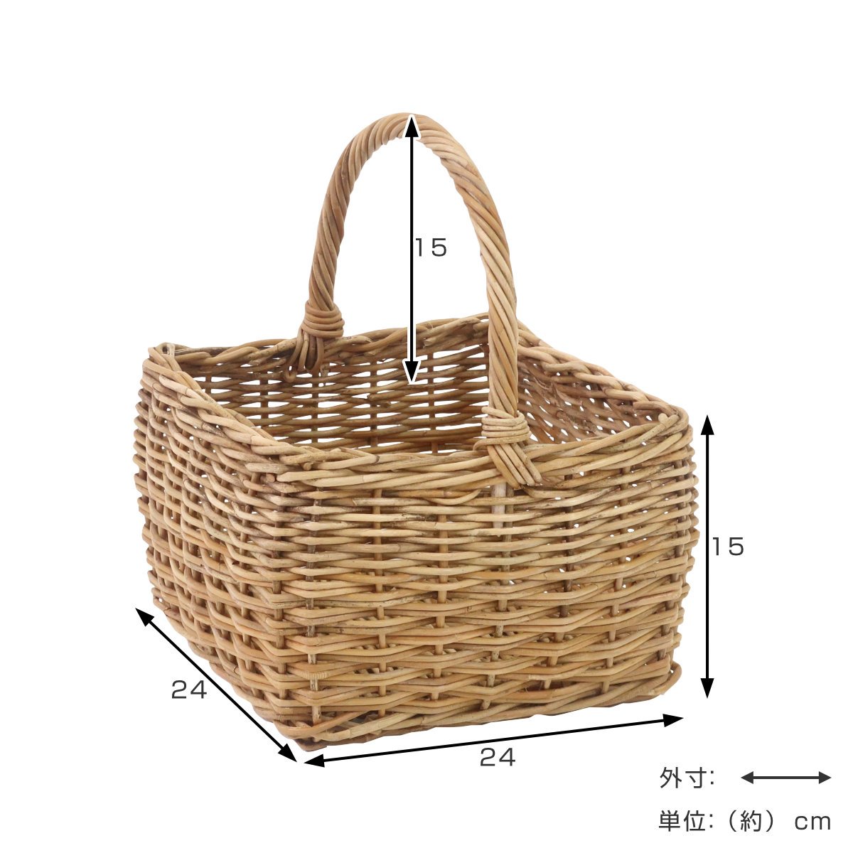 楽天市場】バスケット アラログ グリーンバスケット スクエア ラタン