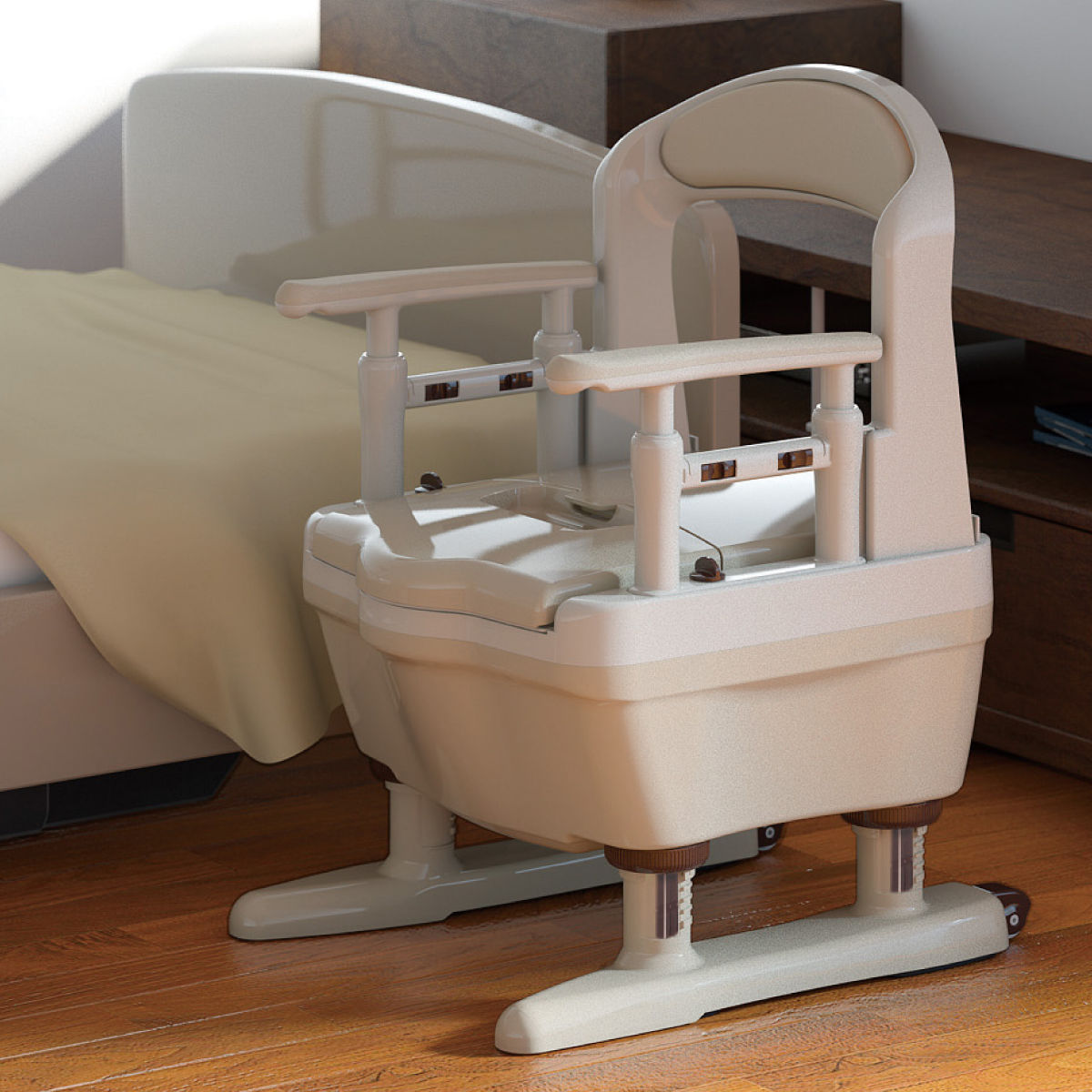 楽天市場】ポータブルトイレ 標準便座 コンパクト キャスター付 介護用