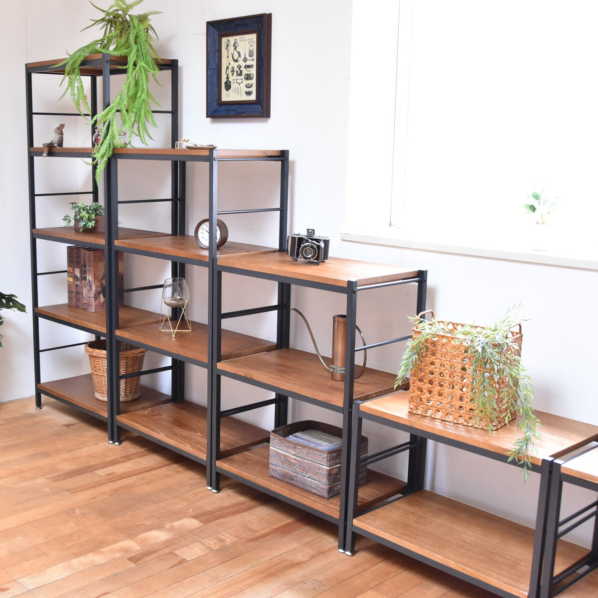 楽天市場】オープンラック 2段 ヴィンテージ調 天然木棚板 幅90cm