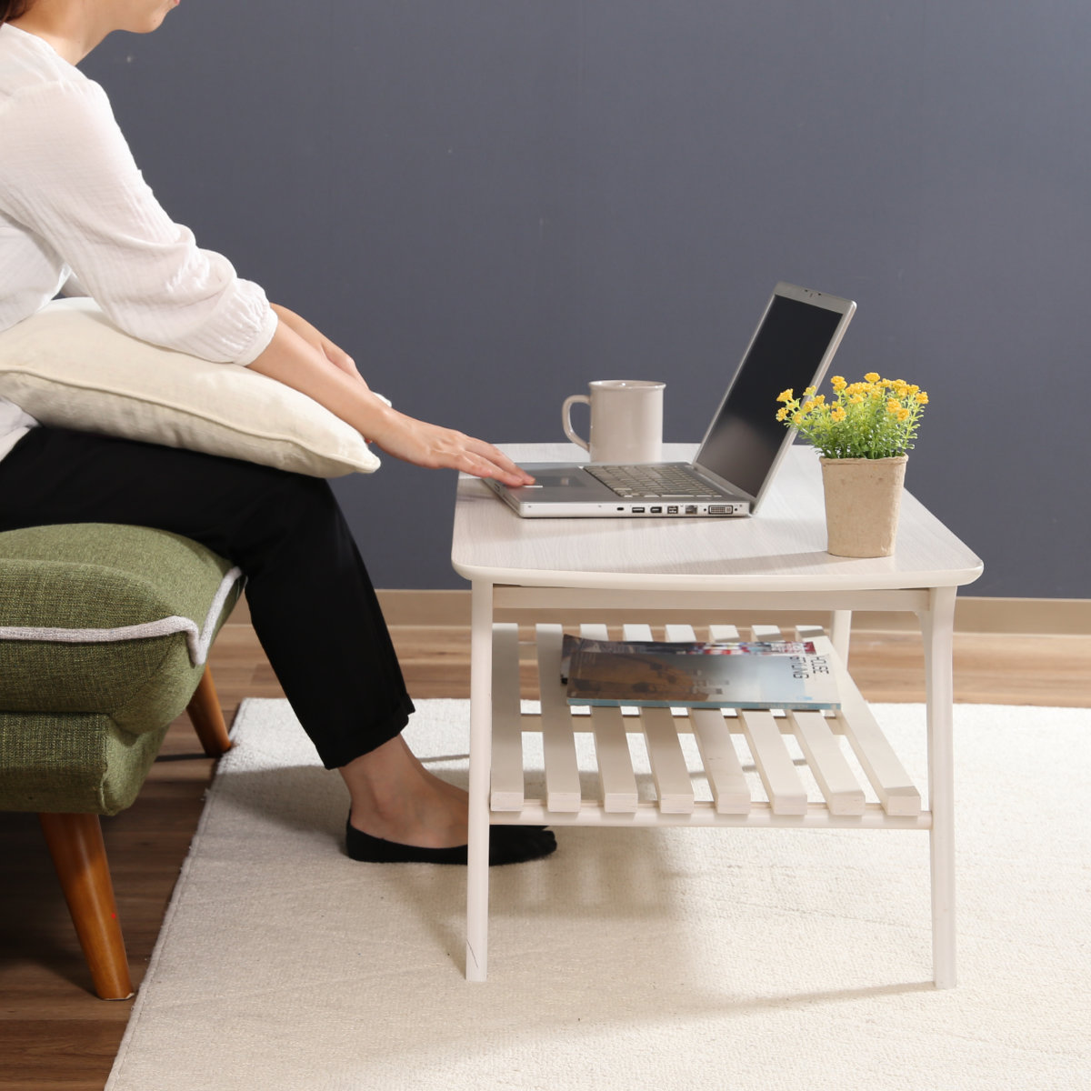 楽天市場】センターテーブル 幅110cm 木製 収納ラック付 ローテーブル