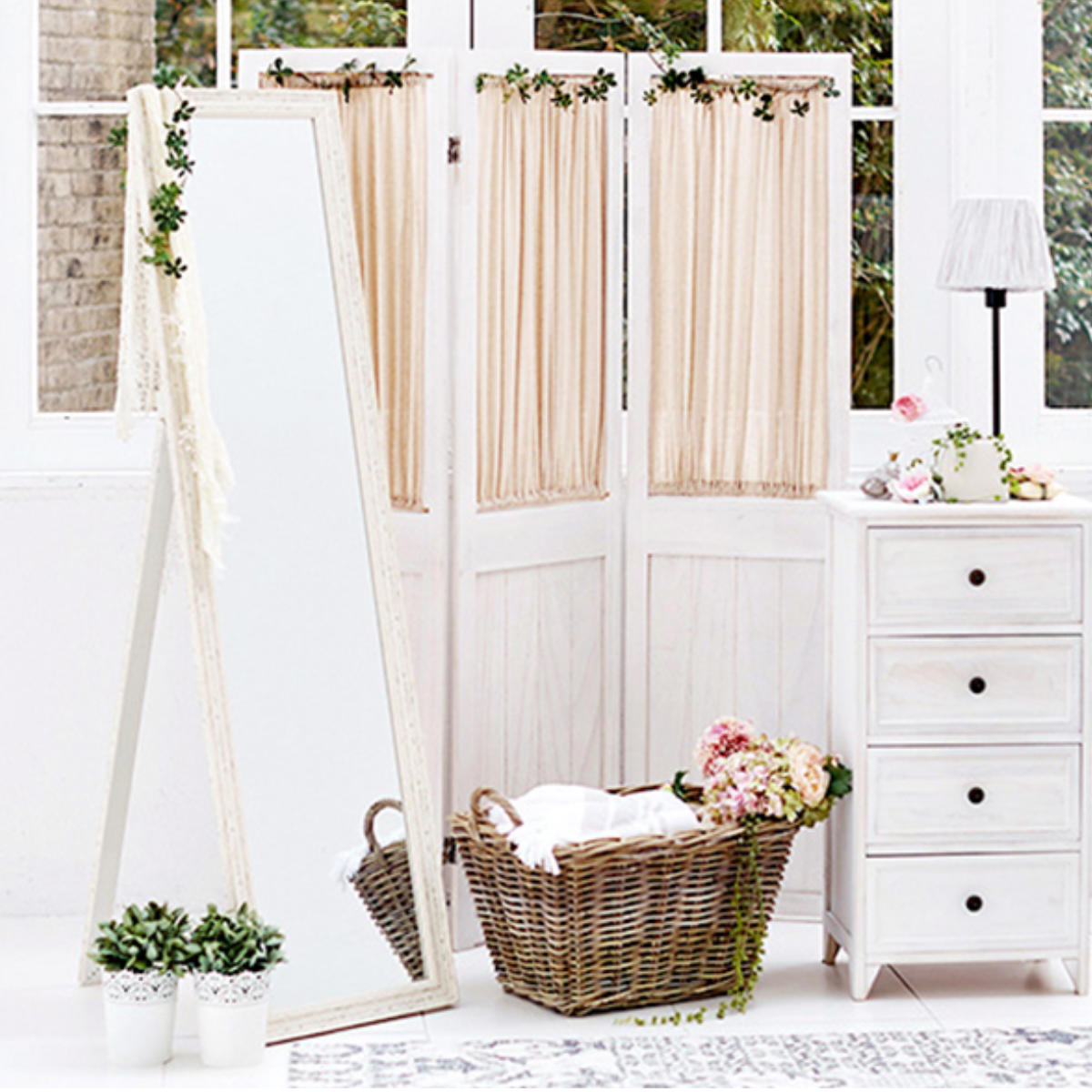 楽天市場】パーテーション 3連 衝立 カーテン付 天然木 フレンチ