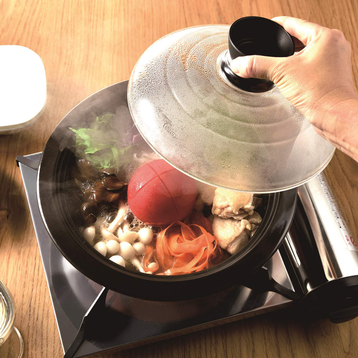 ハリオ蓋付き黒土鍋 約20cm 直火用 ハリオ蓋付き黒土鍋 約20cm 直火用