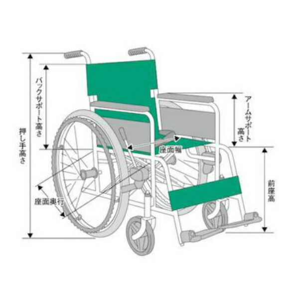 楽天市場】車いす アルミ製 介助式 背折れタイプ 緑チェック 座面幅