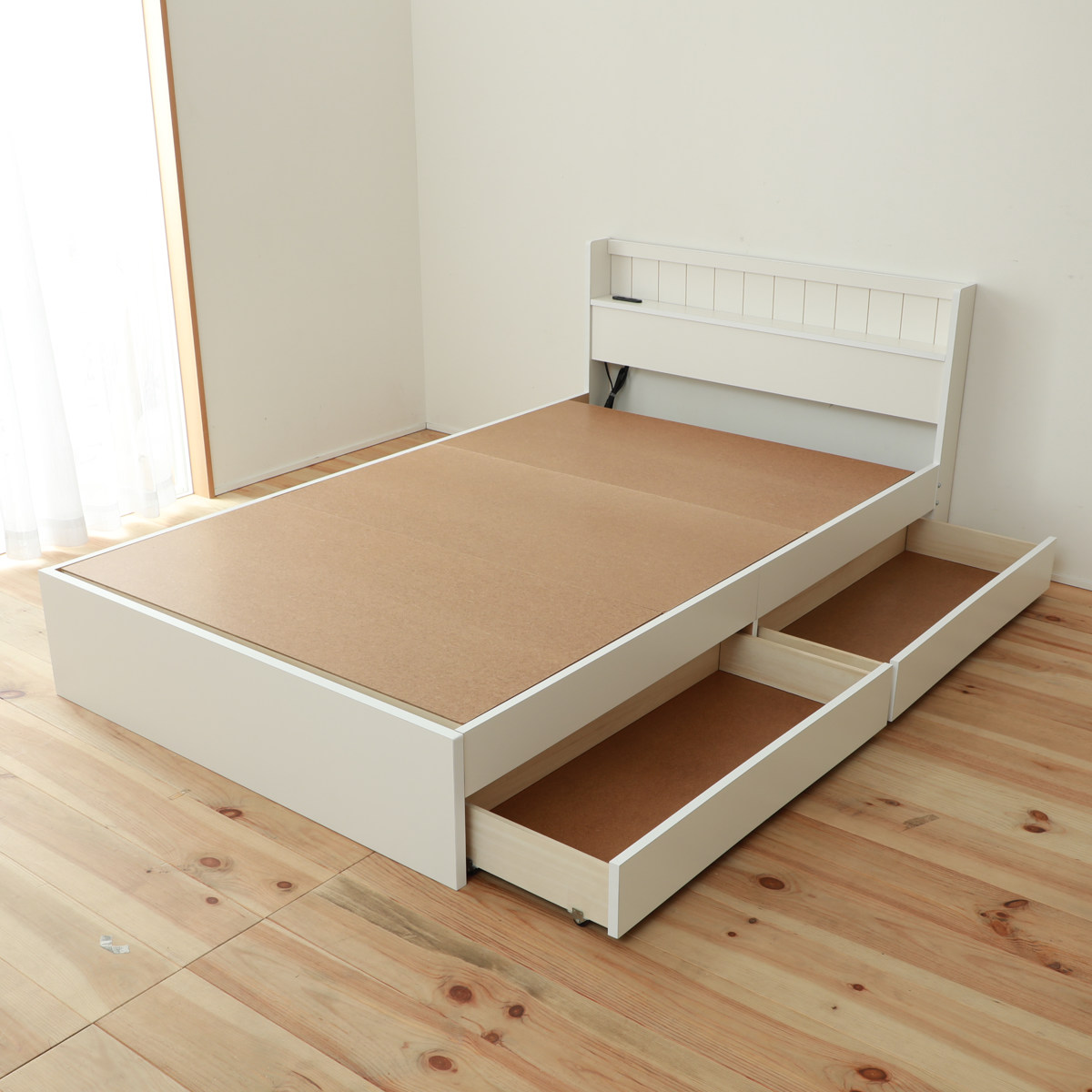 楽天市場】収納付きベッド シングル 引出し2杯 宮棚 2口コンセント
