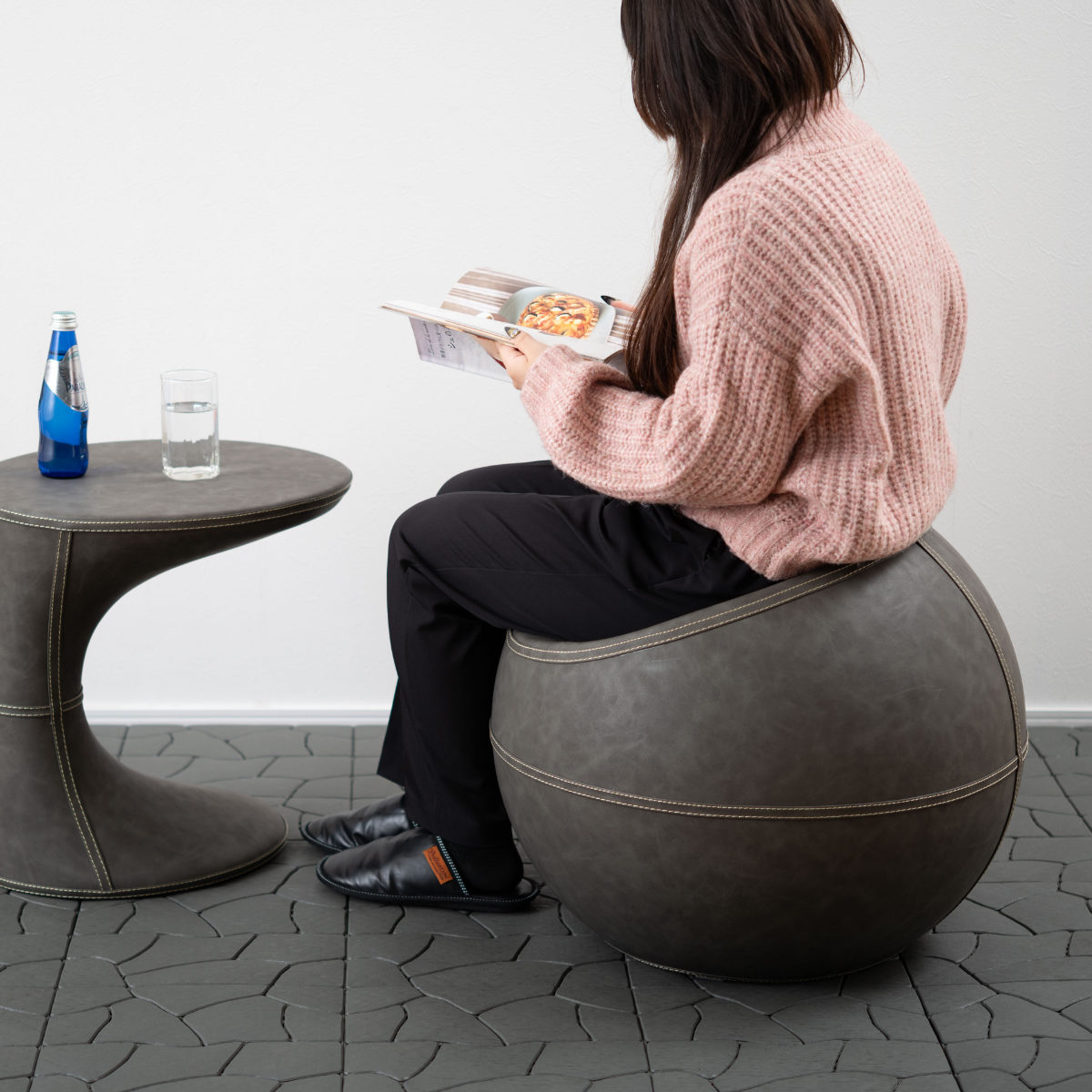 楽天市場】スツール 座面高35cm 円型 ソフトレザー （ レザー調 丸