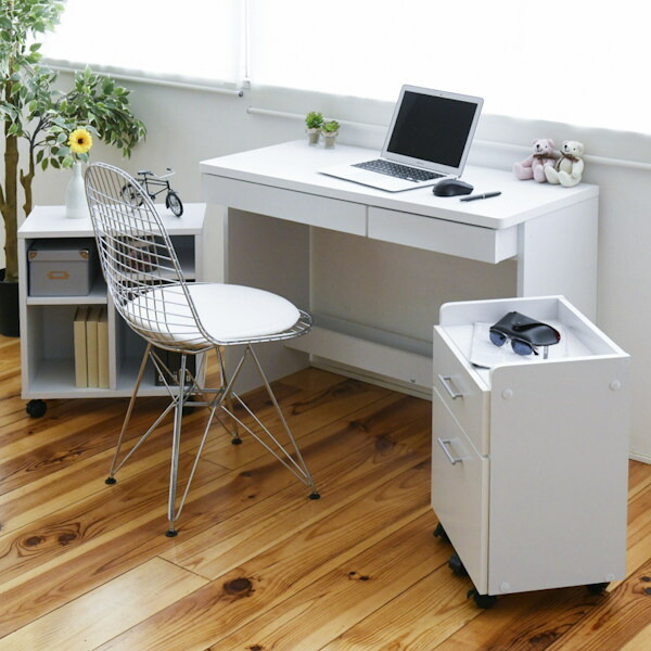 楽天市場】デスク 3点セット 幅100cm 収納 チェスト ラック ワゴン